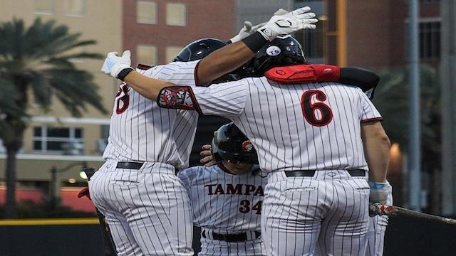 Tampa baseball celebrates remaining at No. 1 in the rankings.